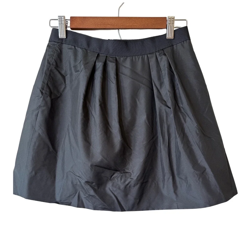 J.Crew Womens Silk Pleated A-Line‎ Mini Skirt Party Cocktail Black Size 2 tulip